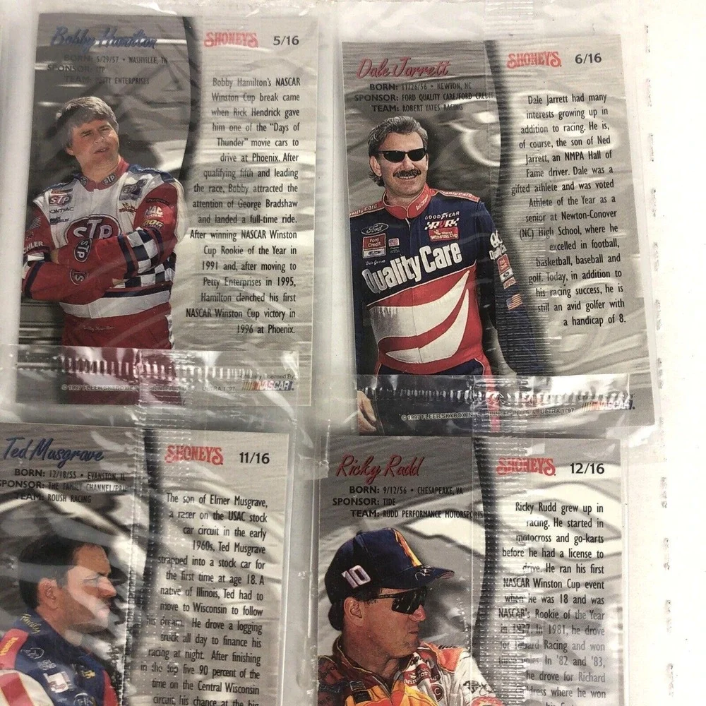 Nascar Race Cards Shoney's Special Fleer Ultra‎ 1997 Factory Sealed Ephemera Vtg
